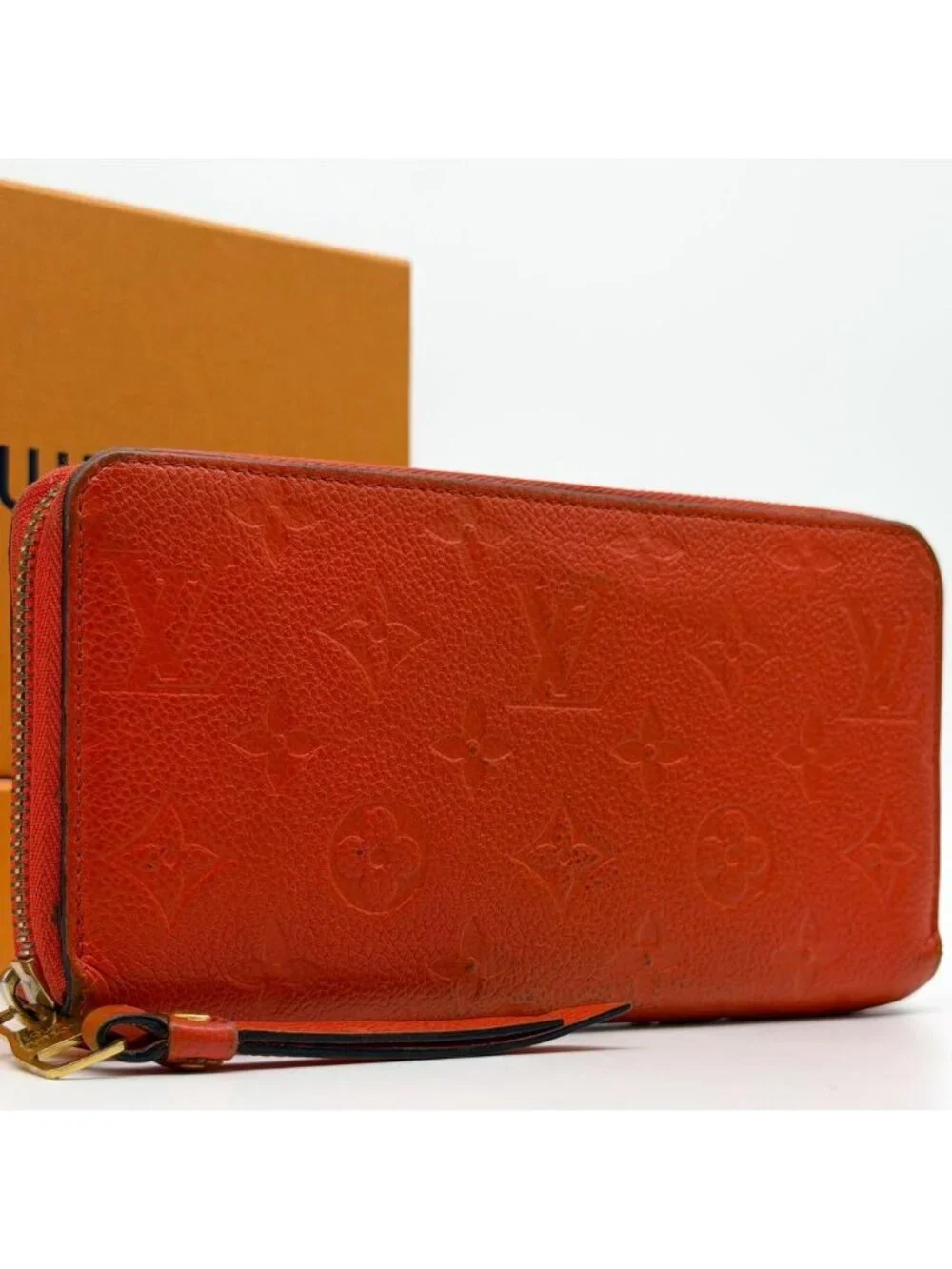 Louis Vuitton Zippy Wallet Empreinte Orange Round